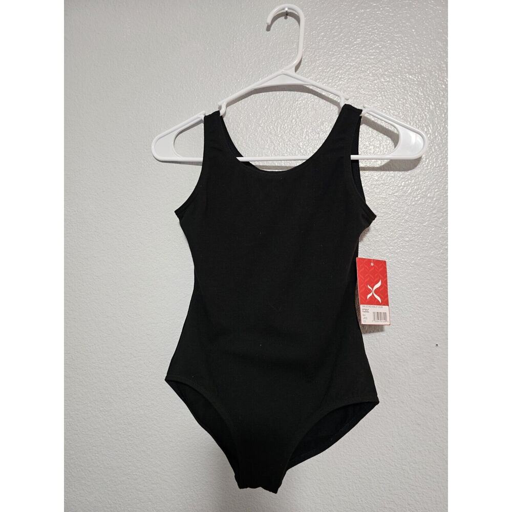 Capezio Girls Classic High Neck Tank Leotard W Ballet Legline Black Size Large - Picture 1 of 6